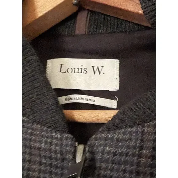 APC Louis W Men's Bomber Jacket Grey Houndstooth Japan Sz XS Small Oversized - Picture 2 of 7